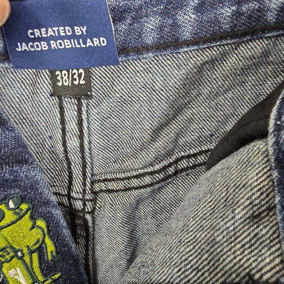 Liquid Lagoon Y2K 90s Super Wide Leg Flared Medium Wash Skater Jeans 38/32 - Picture 5 of 9